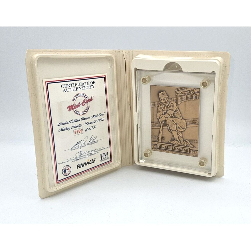 1992 Mickey Mantle Bronze Card Highland Mint Pinnacle 3159/5000 COA